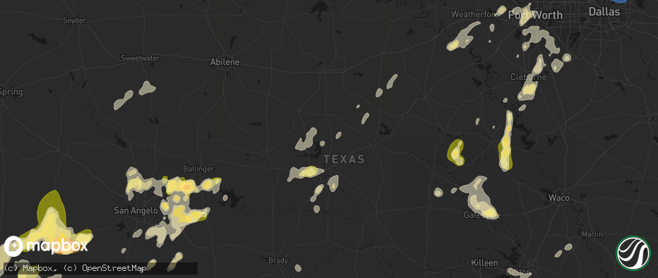 Hail map in May, TX on May 19, 2026