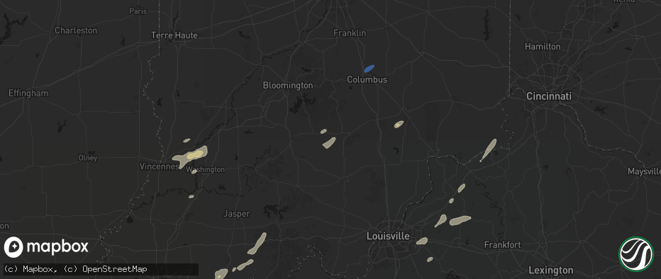 Hail map in Medora, IN on May 19, 2026