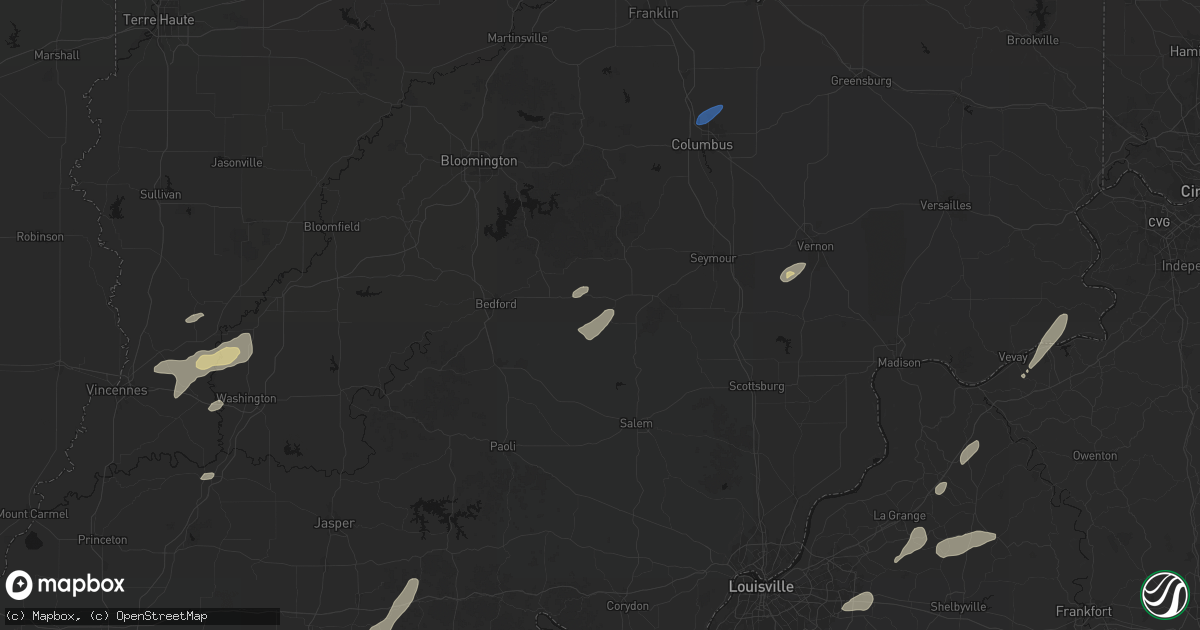 Hail map in Medora, IN on May 19, 2026