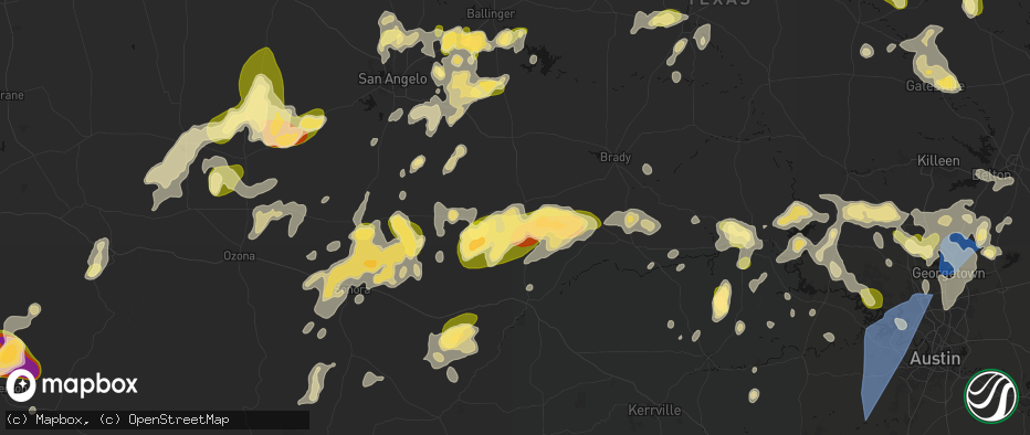 Hail map in Menard, TX on May 19, 2026