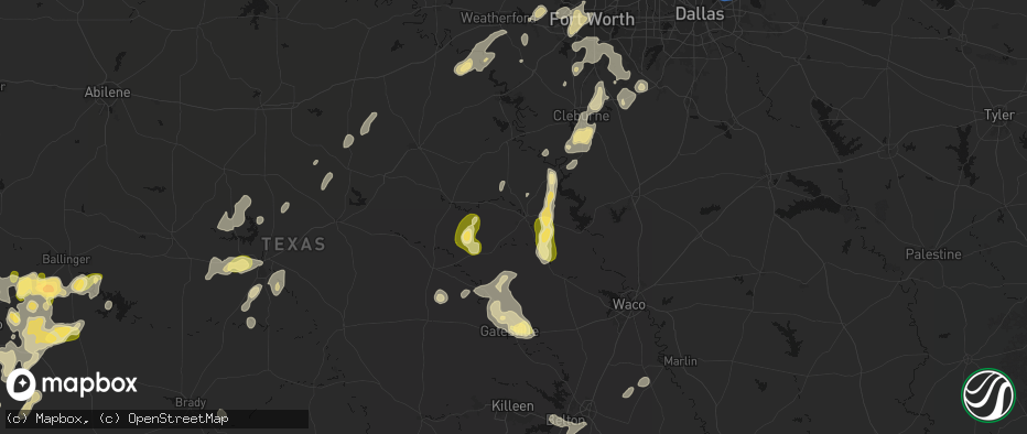 Hail map in Meridian, TX on May 19, 2026