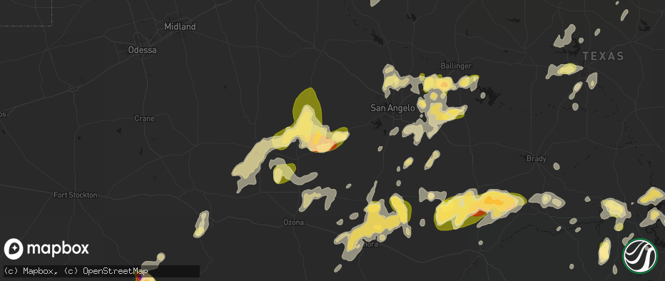 Hail map in Mertzon, TX on May 19, 2026