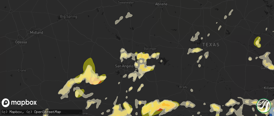 Hail map in Miles, TX on May 19, 2026