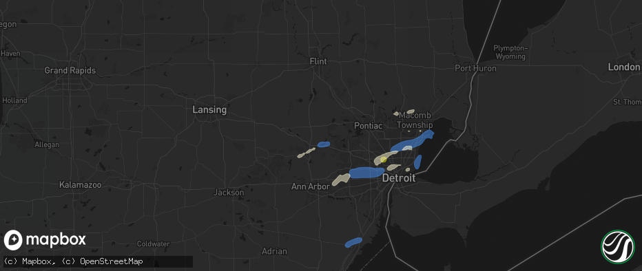Hail map in Milford, MI on May 19, 2026