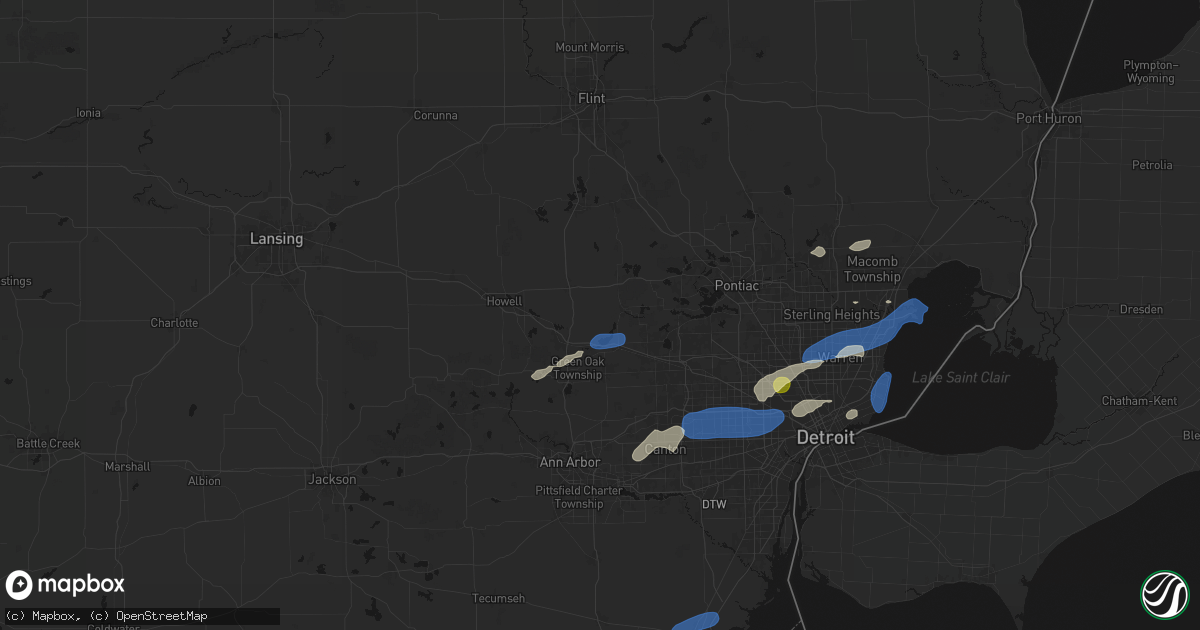 Hail map in Milford, MI on May 19, 2026