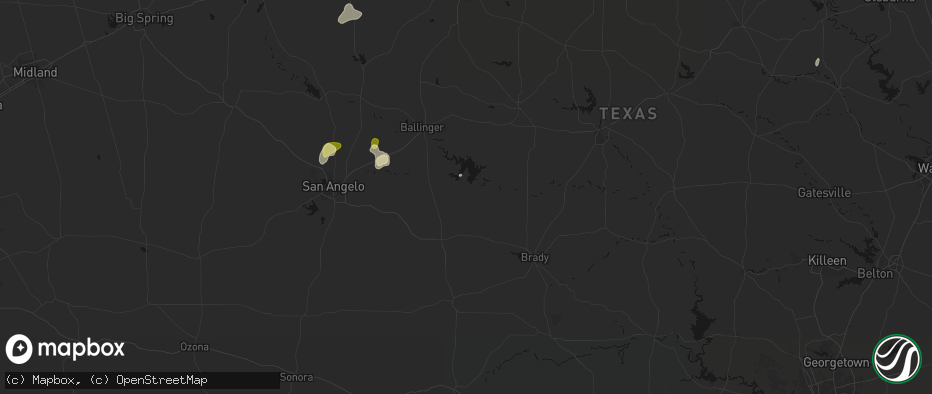 Hail map in Millersview, TX on May 19, 2026