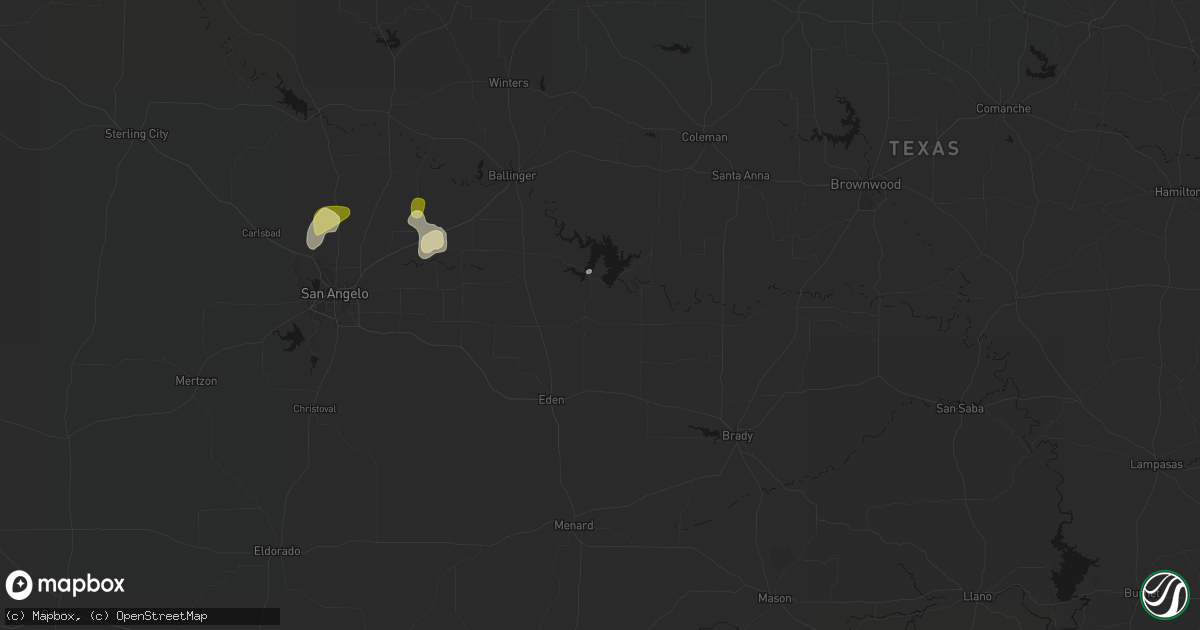 Hail map in Millersview, TX on May 19, 2026