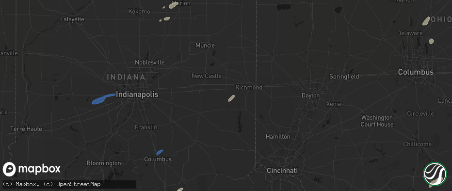 Hail map in Milton, IN on May 19, 2026