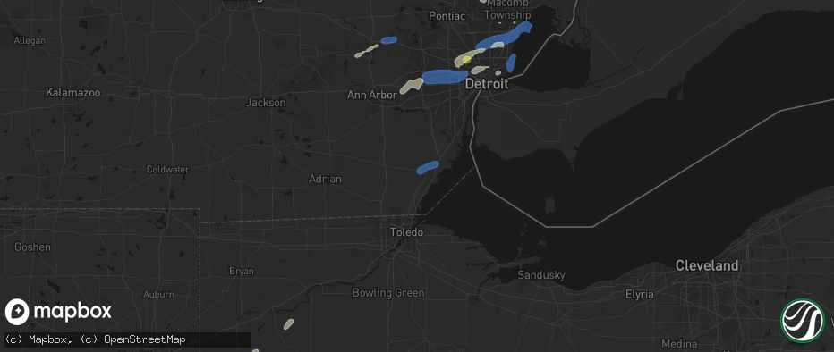 Hail map in Monroe, MI on May 19, 2026