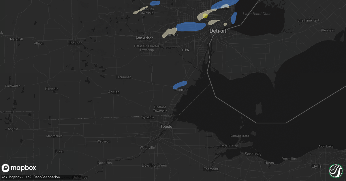 Hail map in Monroe, MI on May 19, 2026