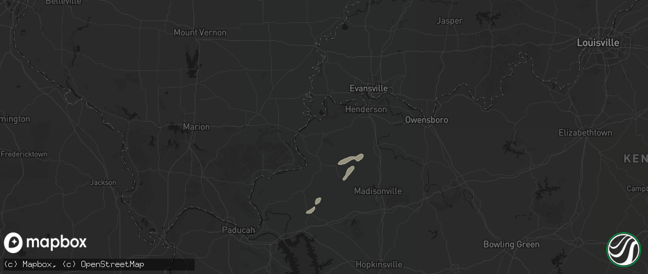 Hail map in Morganfield, KY on May 19, 2026