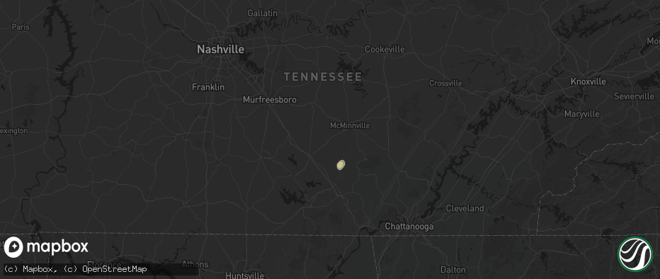 Hail map in Morrison, TN on May 19, 2026