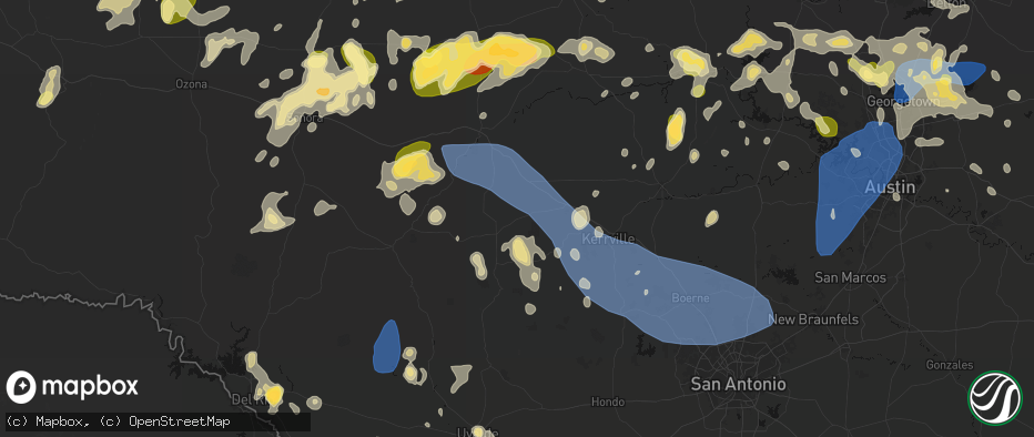 Hail map in Mountain Home, TX on May 19, 2026