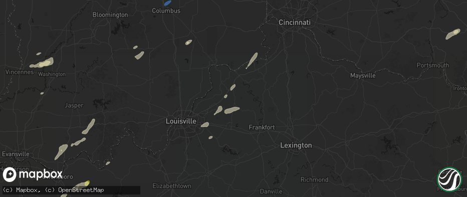 Hail map in New Castle, KY on May 19, 2026