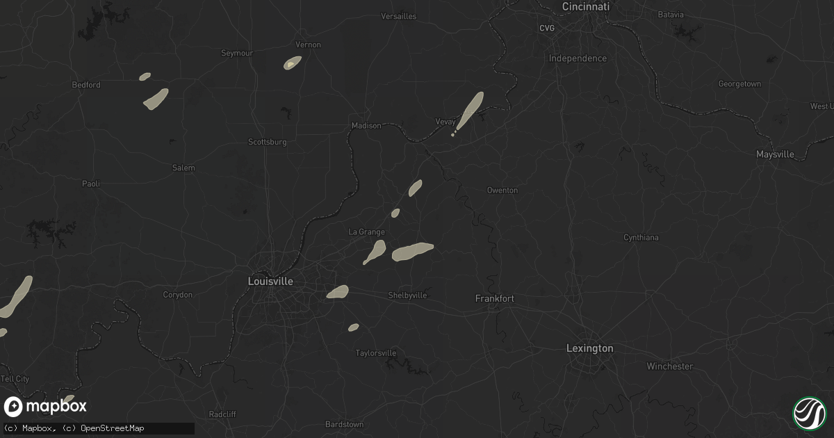 Hail map in New Castle, KY on May 19, 2026