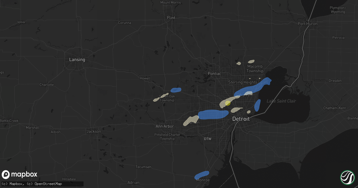 Hail map in New Hudson, MI on May 19, 2026