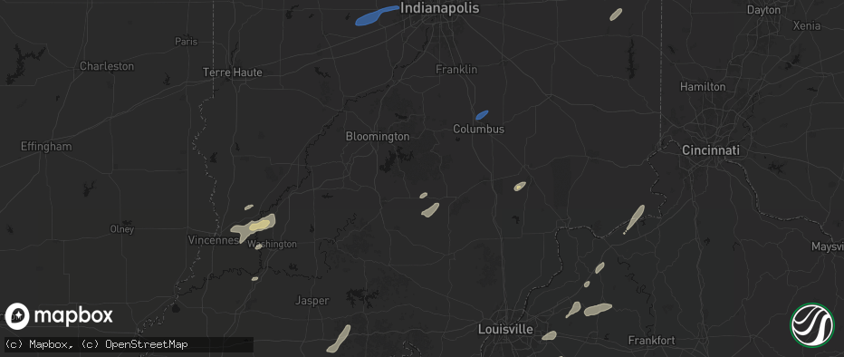 Hail map in Norman, IN on May 19, 2026
