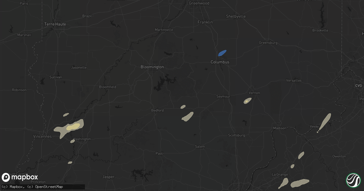 Hail map in Norman, IN on May 19, 2026