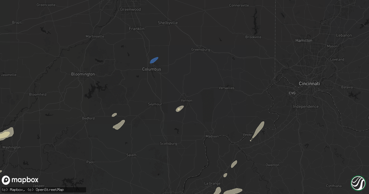 Hail map in North Vernon, IN on May 19, 2026
