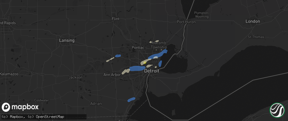 Hail map in Oak Park, MI on May 19, 2026