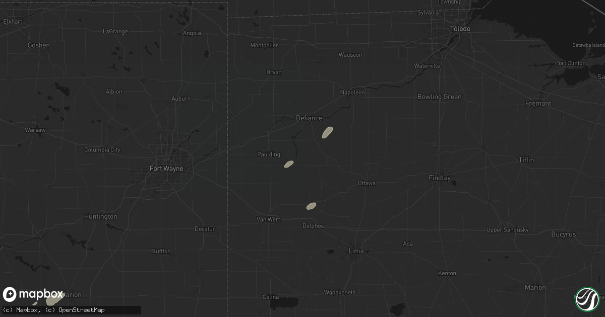 Hail map in Oakwood, OH on May 19, 2026