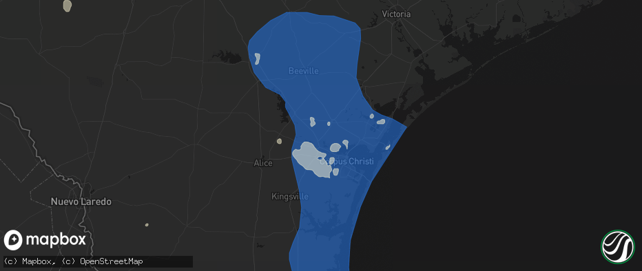 Hail map in Odem, TX on May 19, 2026