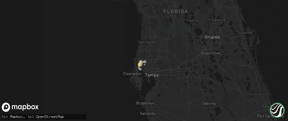 Hail map in Odessa, FL on May 19, 2026