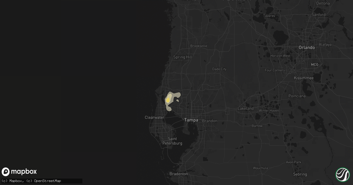 Hail map in Odessa, FL on May 19, 2026