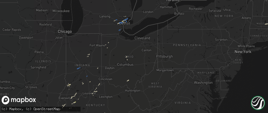 Hail map in Ohio on May 19, 2026