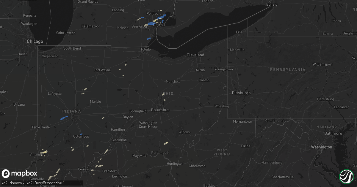 Hail map in Ohio on May 19, 2026