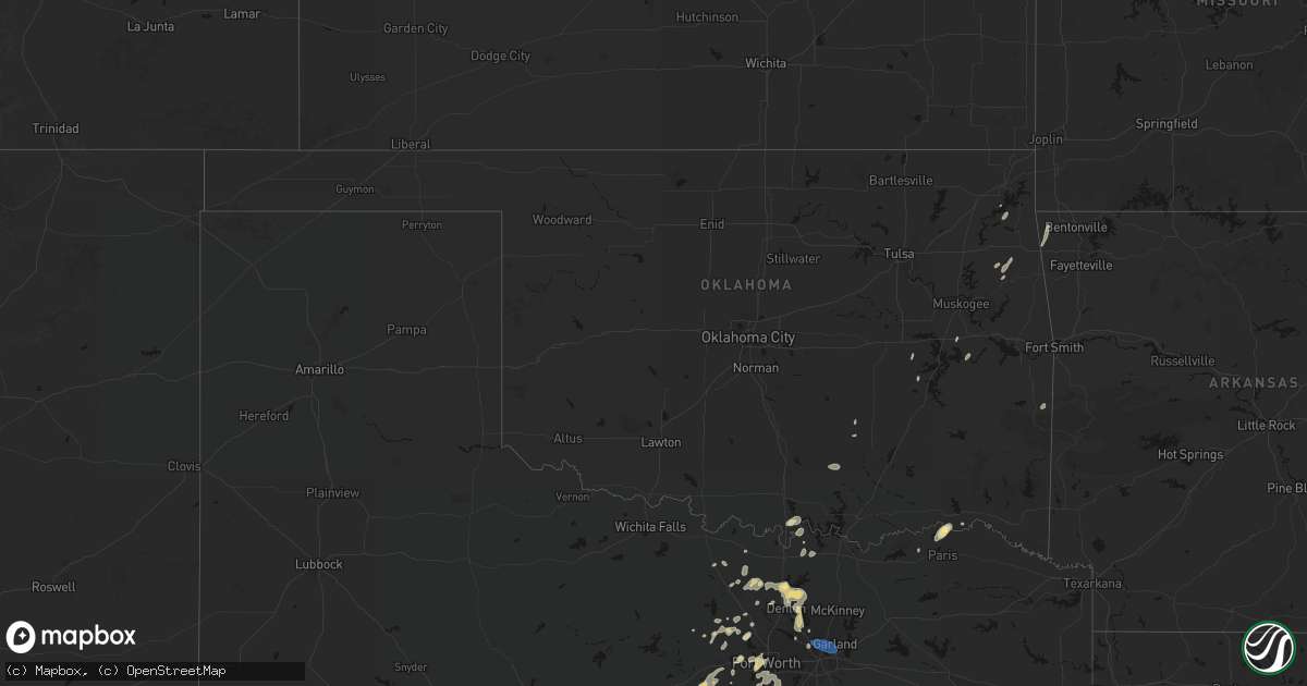 Hail map in Oklahoma on May 19, 2026