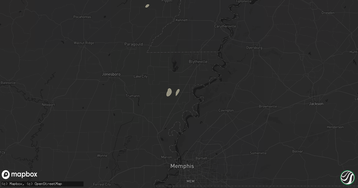 Hail map in Osceola, AR on May 19, 2026