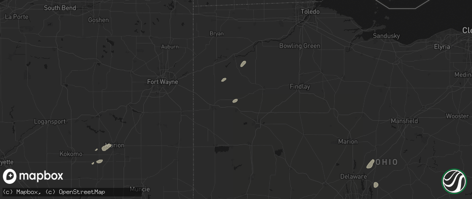 Hail map in Ottoville, OH on May 19, 2026