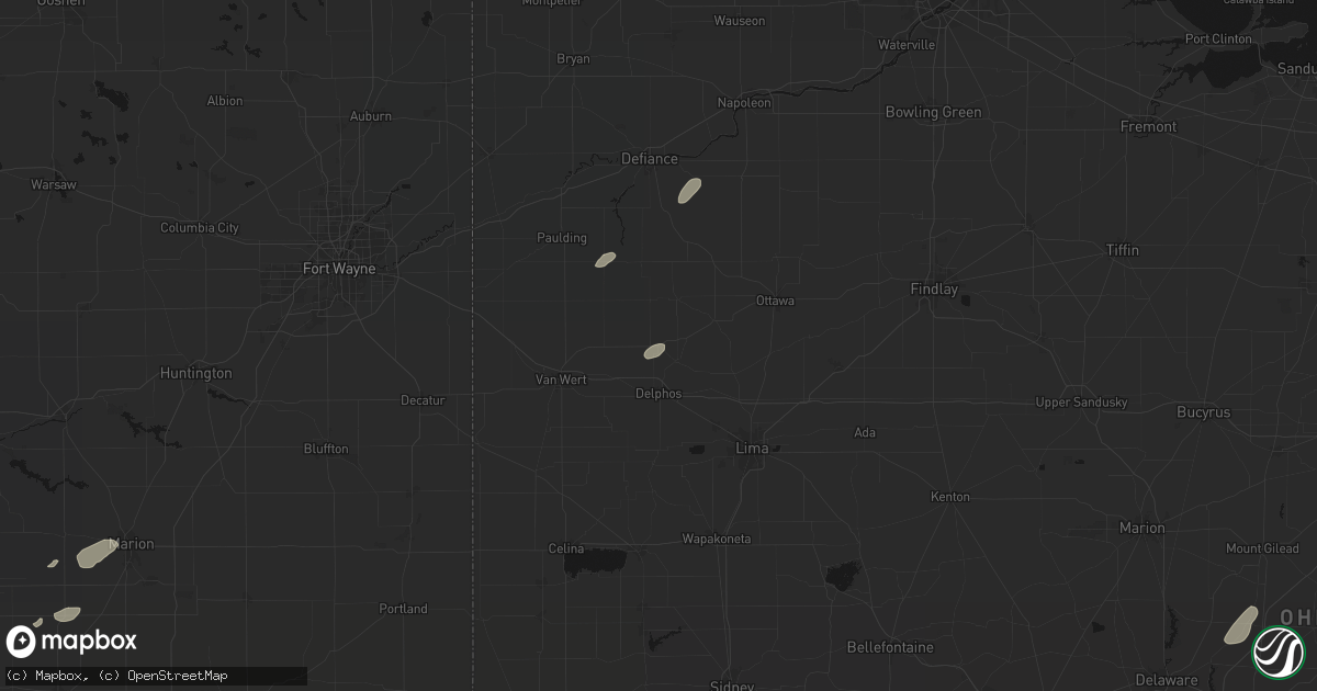 Hail map in Ottoville, OH on May 19, 2026