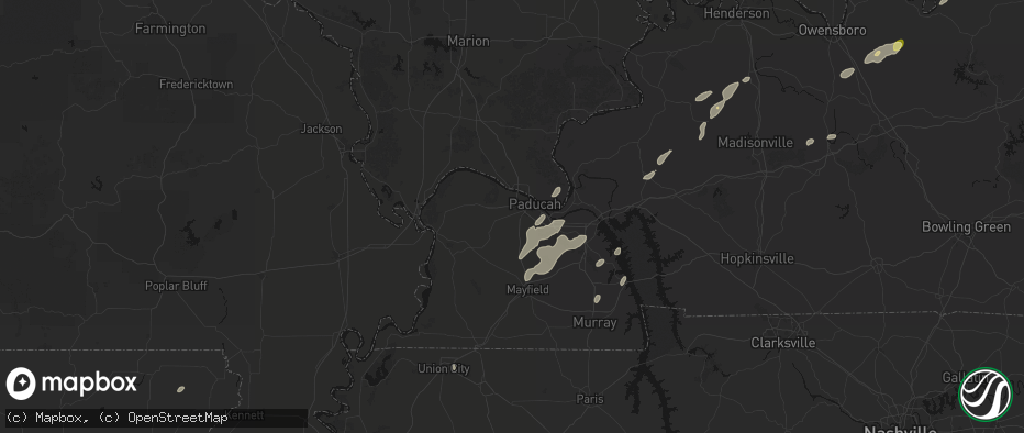 Hail map in Paducah, KY on May 19, 2026
