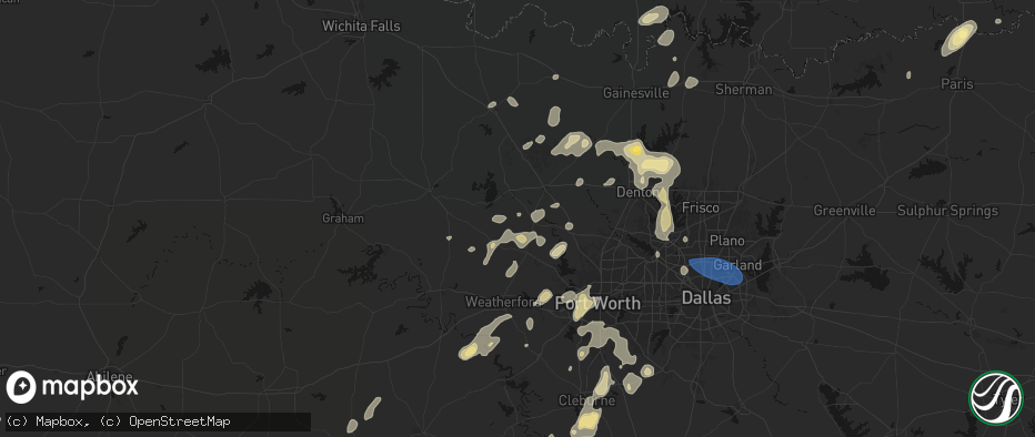 Hail map in Paradise, TX on May 19, 2026