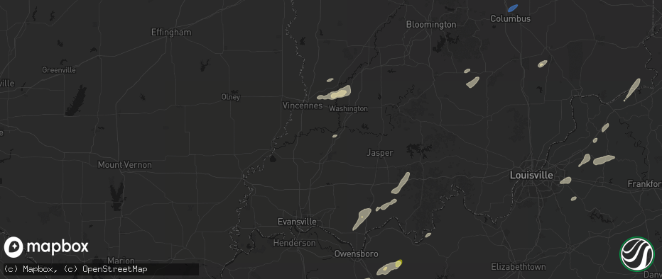 Hail map in Petersburg, IN on May 19, 2026