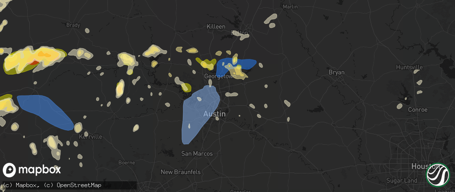 Hail map in Pflugerville, TX on May 19, 2026