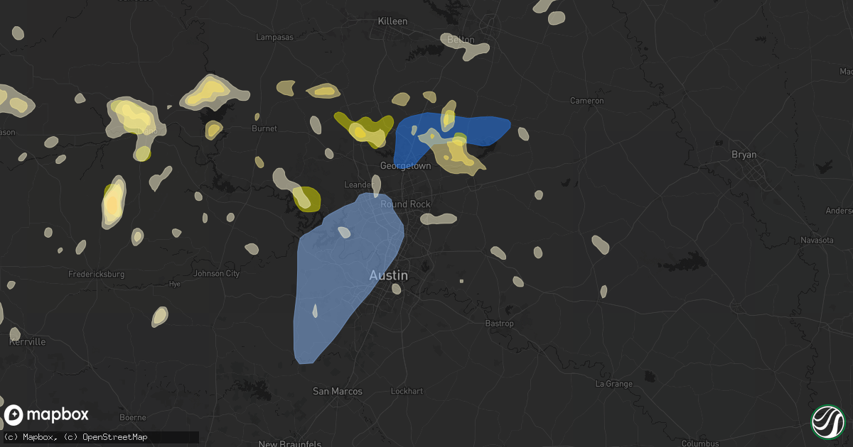 Hail map in Pflugerville, TX on May 19, 2026
