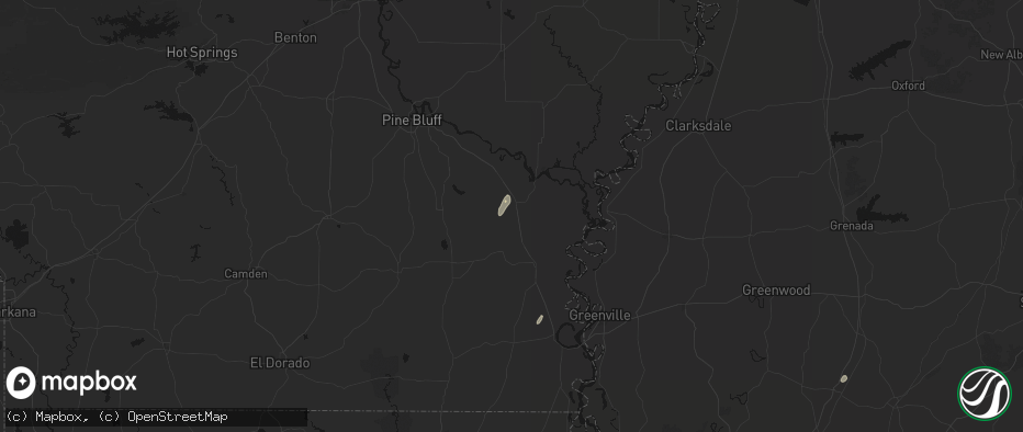 Hail map in Pickens, AR on May 19, 2026