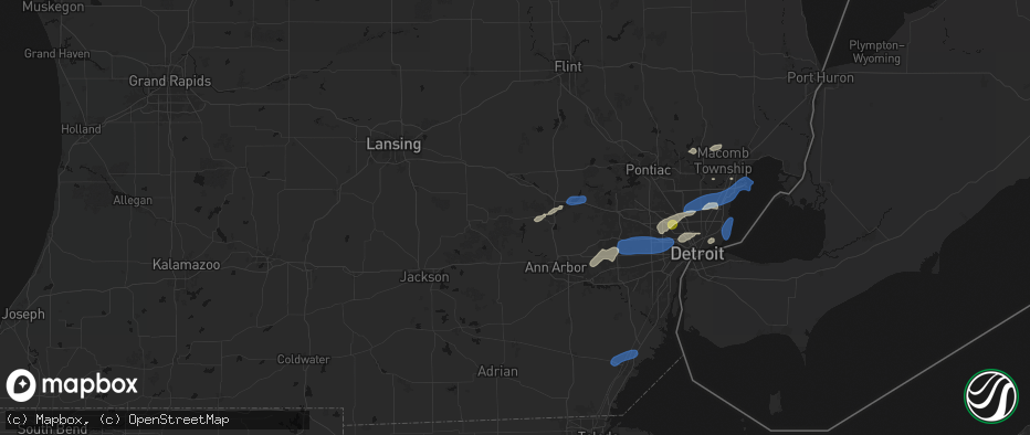 Hail map in Pinckney, MI on May 19, 2026
