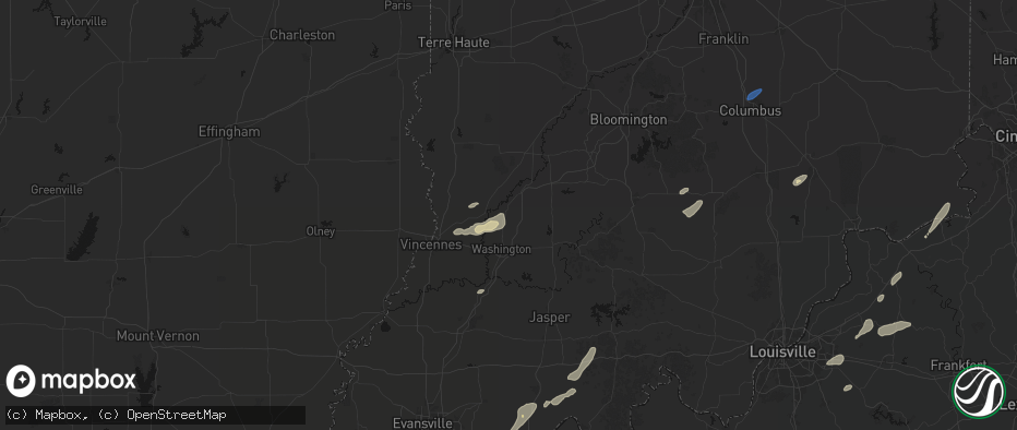 Hail map in Plainville, IN on May 19, 2026