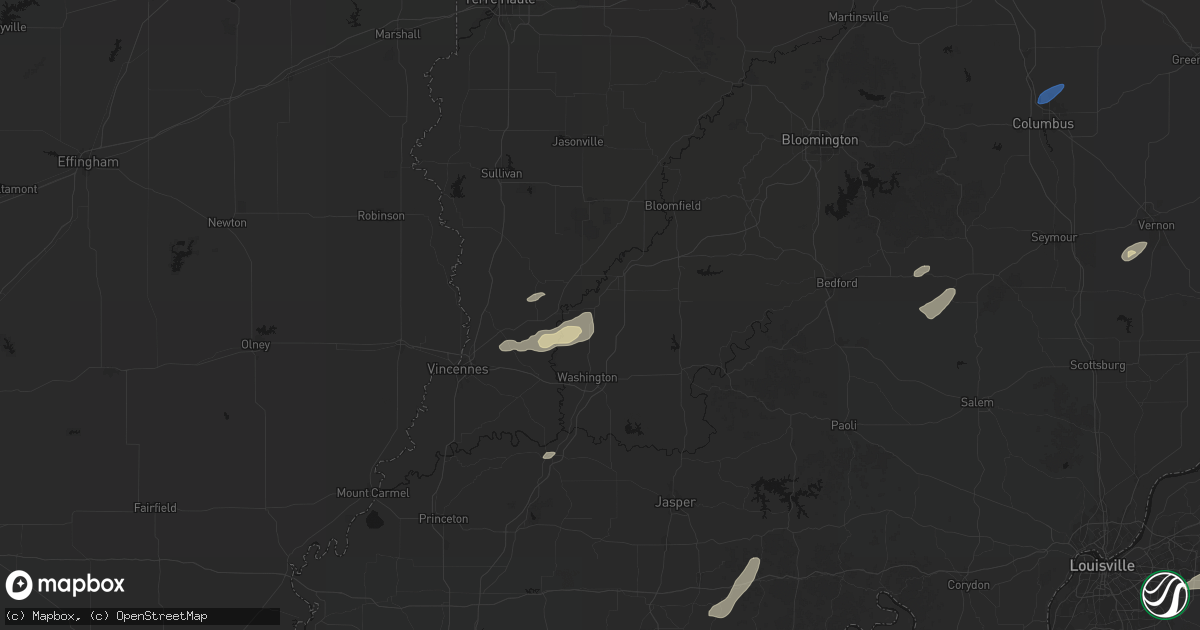 Hail map in Plainville, IN on May 19, 2026