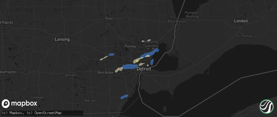Hail map in Pleasant Ridge, MI on May 19, 2026