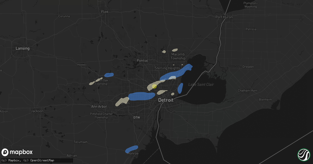 Hail map in Pleasant Ridge, MI on May 19, 2026