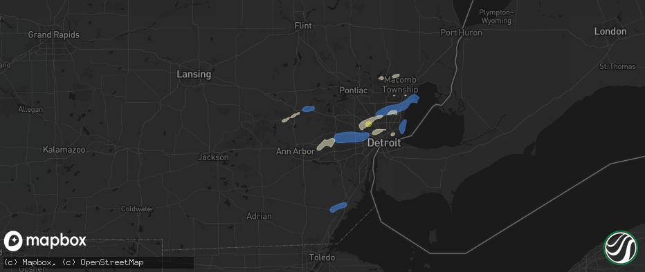 Hail map in Plymouth, MI on May 19, 2026