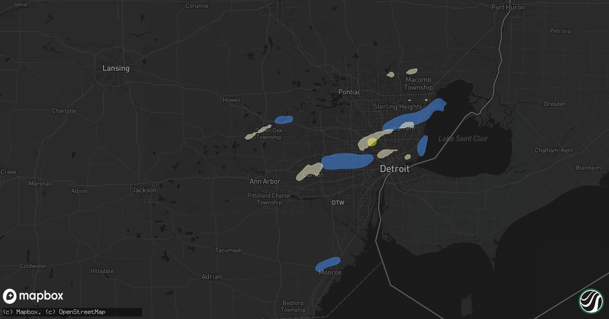 Hail map in Plymouth, MI on May 19, 2026