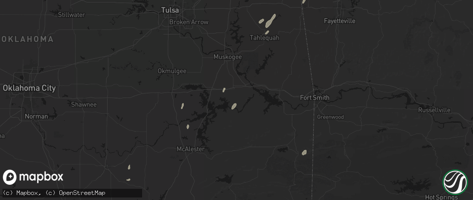 Hail map in Porum, OK on May 19, 2026