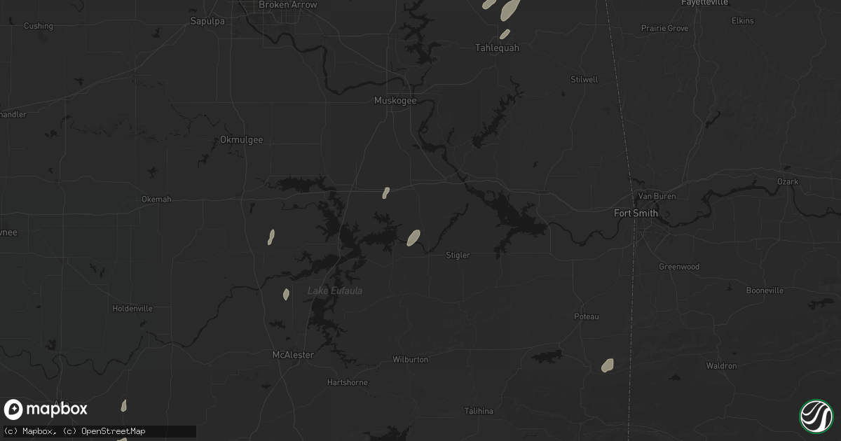 Hail map in Porum, OK on May 19, 2026