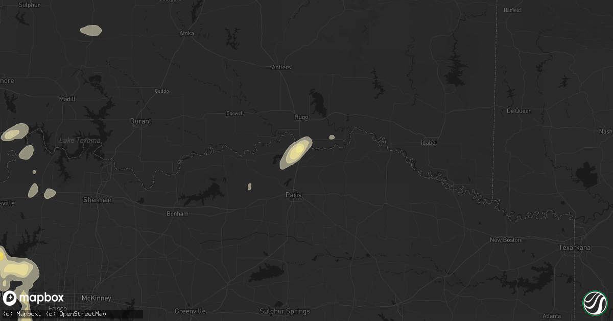 Hail map in Powderly, TX on May 19, 2026